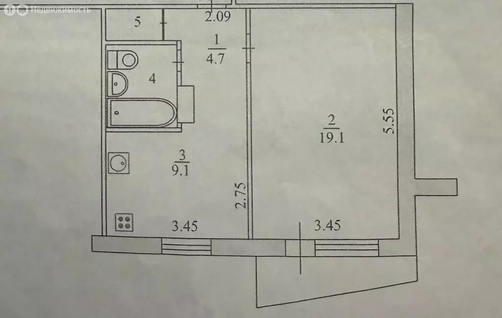 1-комнатная квартира: Панковка, Индустриальная улица, 5 (37.7 м) - Фото 2
