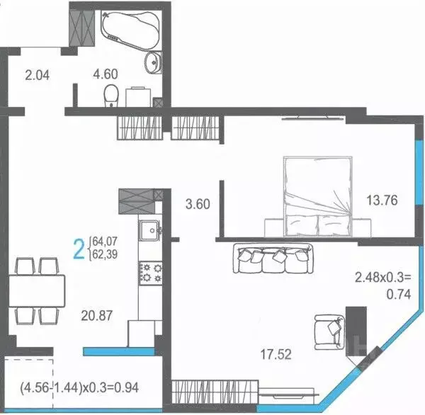 2-к кв. Крым, Ялта ул. Кирова, 155Ак2 (64.07 м) - Фото 0