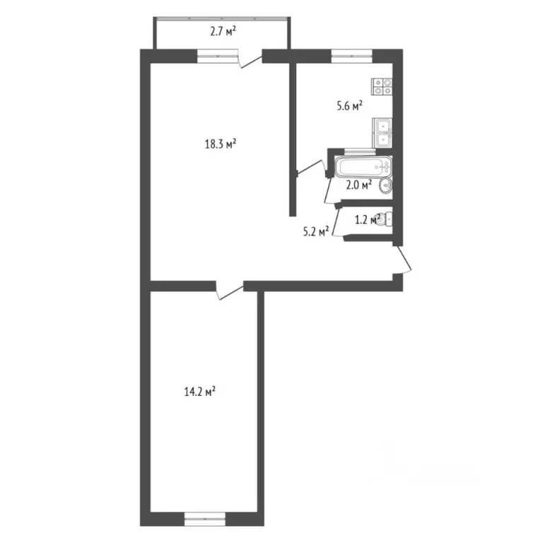 2-к кв. Тюменская область, Тюмень ул. Карла Маркса, 123 (46.4 м) - Фото 2