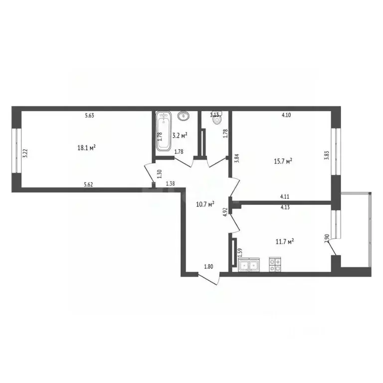 2-к кв. Чувашия, Чебоксары ул. Федора Гладкова, 24 (61.2 м) - Фото 2