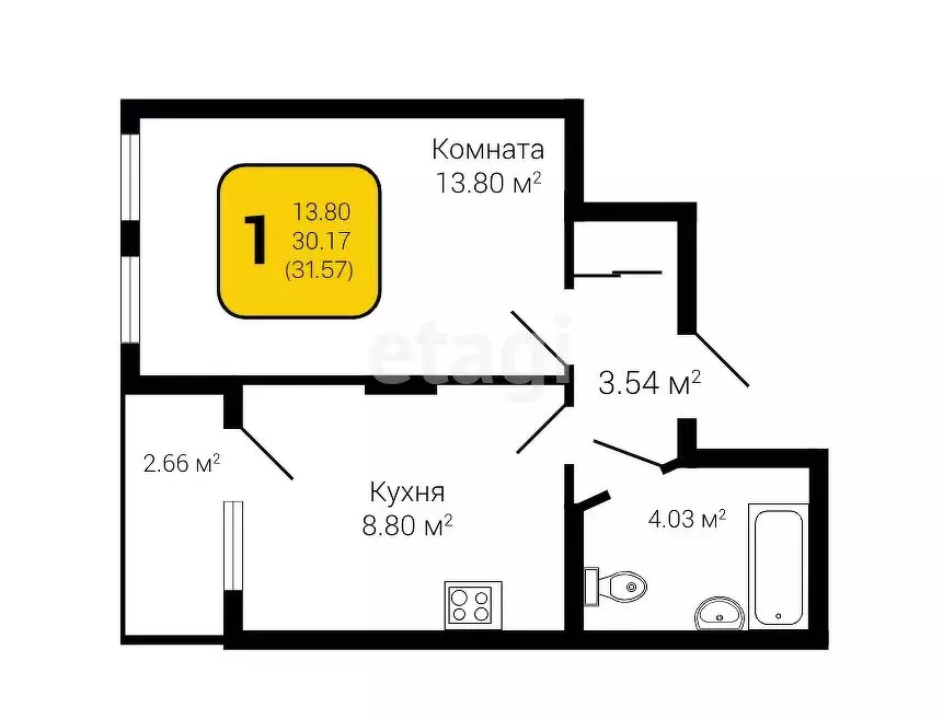 1-комнатная квартира: Воронеж, улица Гаршина, 25к1 (31 м) - Фото 0