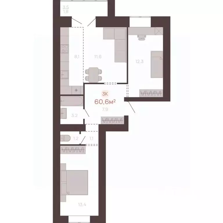3-к кв. Алтайский край, Новоалтайск ул. Южсиба, 52А (60.6 м) - Фото 0