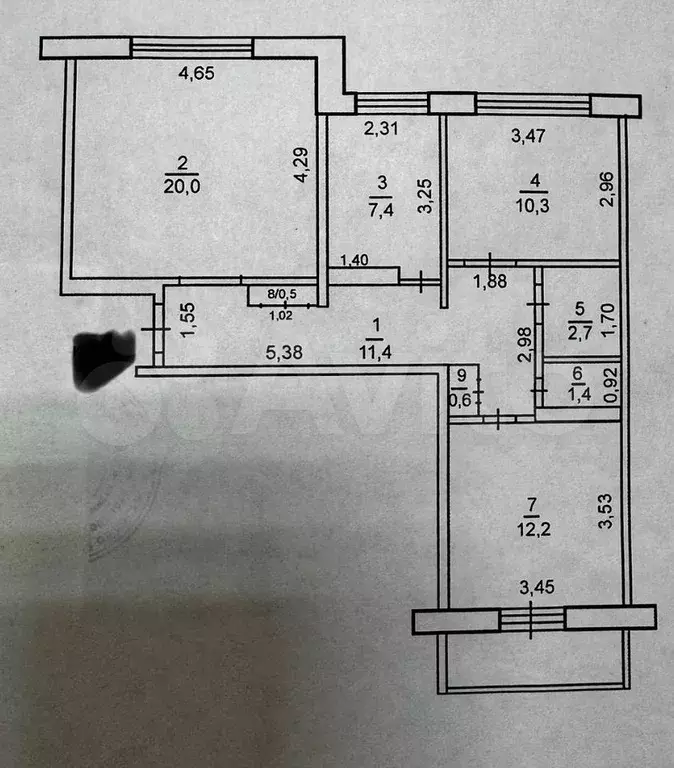 3-к. квартира, 66,5 м, 3/9 эт. - Фото 0
