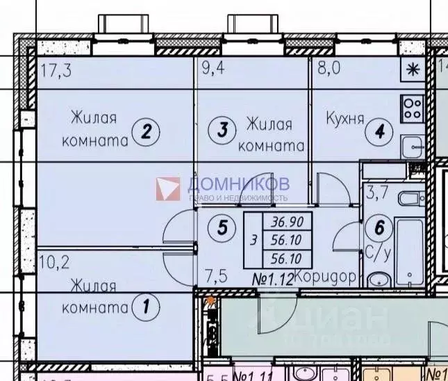 3-к кв. Московская область, Ступино ул. Маяковского, 3 (56.1 м) - Фото 2
