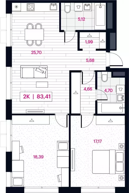 2-к кв. Омская область, Омск ул. Пушкина, 77 (83.41 м) - Фото 0