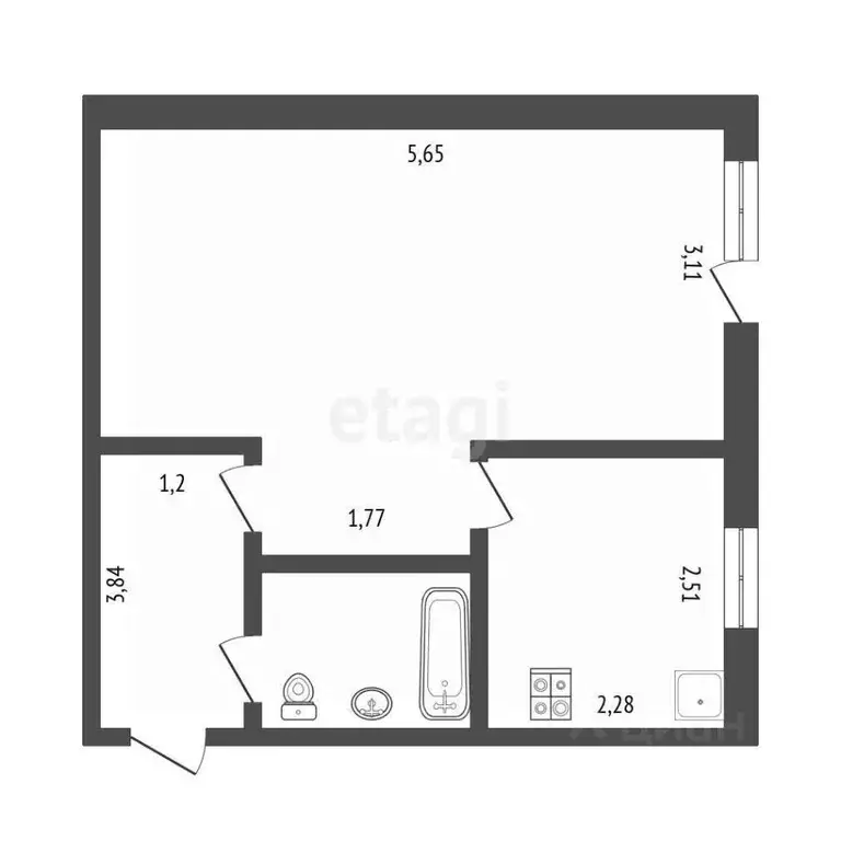1-к кв. Тюменская область, Тюмень ул. Энергетиков, 58 (31.1 м) - Фото 2