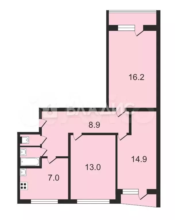 3-к. квартира, 64 м, 9/9 эт. - Фото 0