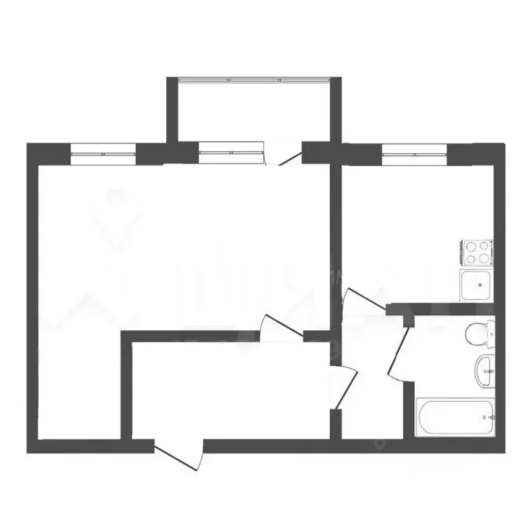 1-к кв. Татарстан, Казань ул. Мусина, 72 (37.0 м) - Фото 1