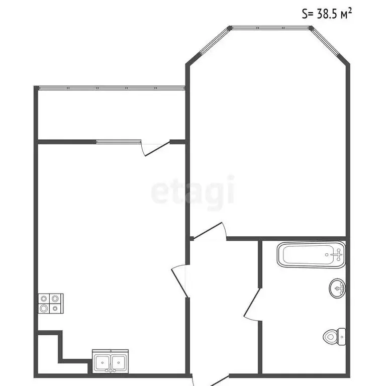 1-комнатная квартира: посёлок Парголово, Заречная улица, 45к1 (38.5 м) - Фото 1