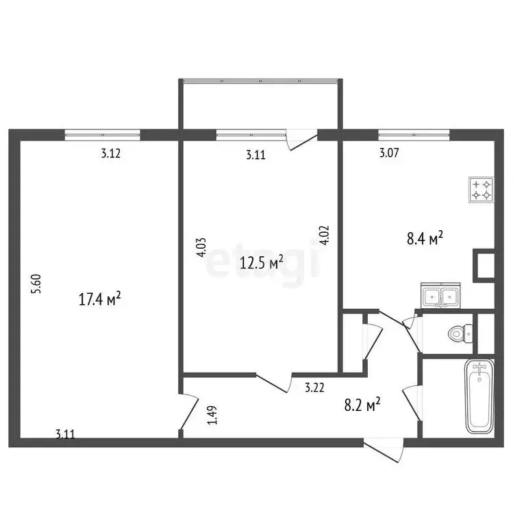 2-комнатная квартира: Санкт-Петербург, проспект Большевиков, 30к4 ... - Фото 1