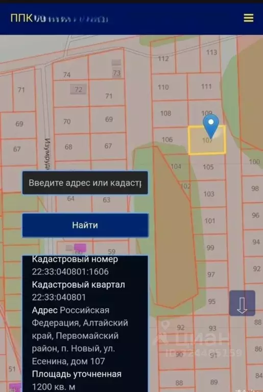 Участок в Алтайский край, Первомайский район, пос. Новый ул. Есенина, ... - Фото 1
