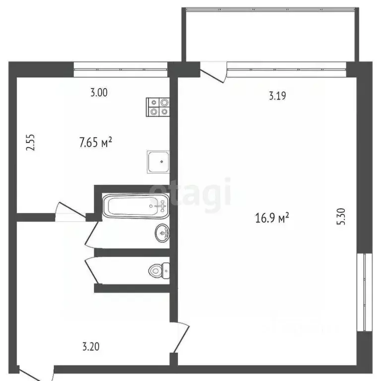 1-к кв. Тюменская область, Тюмень ул. Жуковского, 86 (33.4 м) - Фото 2