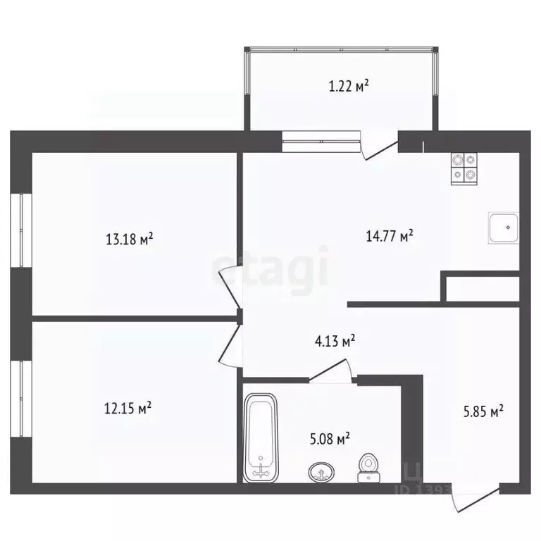 2-к кв. Тюменская область, Тюмень Одесская ул., 7к1 (55.1 м) - Фото 2