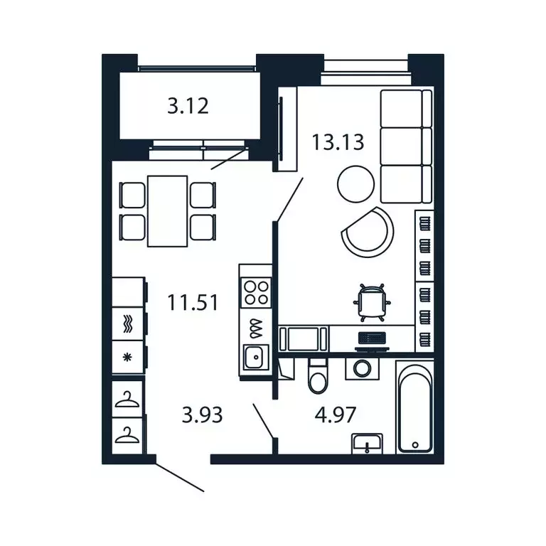 1-комнатная квартира: Новоселье, Центральная улица, 30к2 (33.1 м) - Фото 1