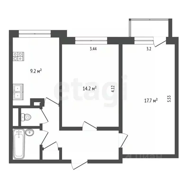 2-к кв. Москва Голубинская ул., 7К2 (54.0 м) - Фото 2