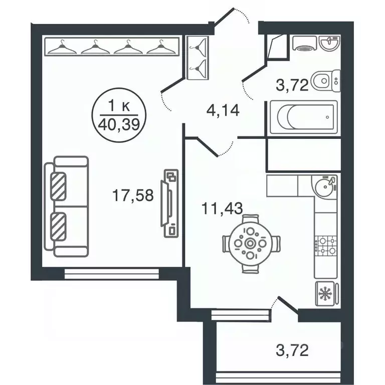 1-к кв. Тверская область, Тверь Бурашевское ш., 60 (40.39 м) - Фото 0