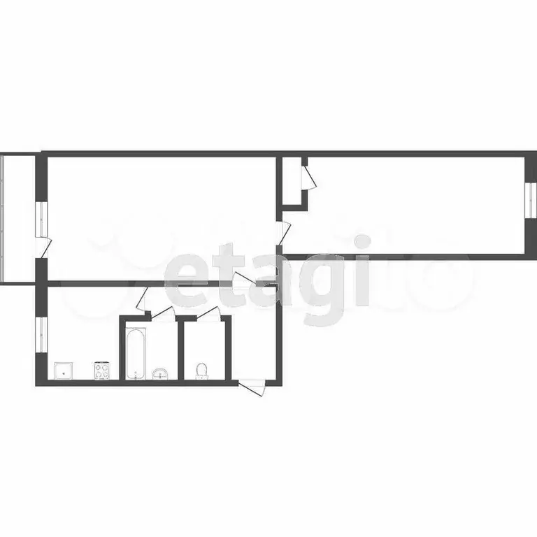 2-к. квартира, 45,9 м, 1/5 эт. - Фото 0