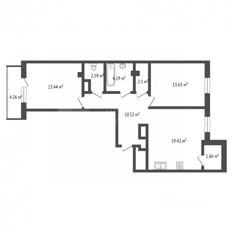2-к кв. Тюменская область, Тюмень Кремлевская ул., 112к4 (67.6 м) - Фото 2