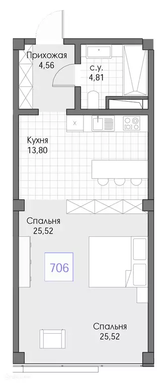 Продаётся 1-к квартира, 48.69 м - Фото 0