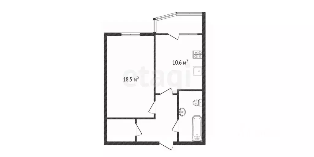 1-к кв. Калужская область, Обнинск ул. Курчатова, 78 (42.5 м) - Фото 2