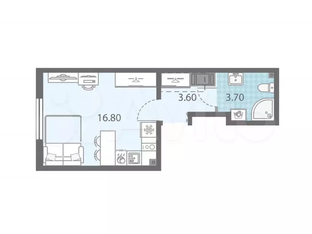 Квартира-студия, 24,1 м, 5/16 эт. - Фото 0