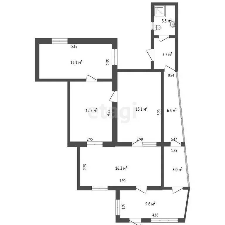 2-комнатная квартира: Бахчисарай, улица Македонского, 6А (70.9 м) - Фото 1