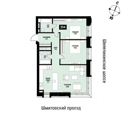 2-к кв. Москва Шелепиха жилой комплекс (79.0 м) - Фото 0