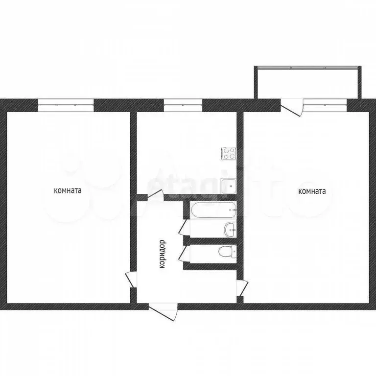 2-к. квартира, 45,7 м, 2/5 эт. - Фото 0