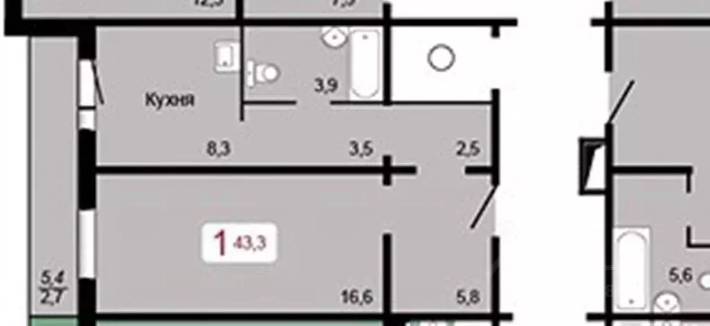 1-к кв. Красноярский край, Красноярск ул. Елены Стасовой, 50А (43.0 м) - Фото 0