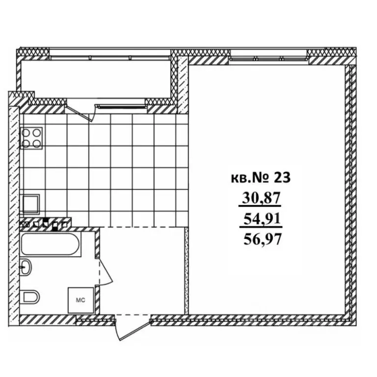 Студия Новосибирская область, Новосибирск Садовая ул., 17 (56.97 м) - Фото 0