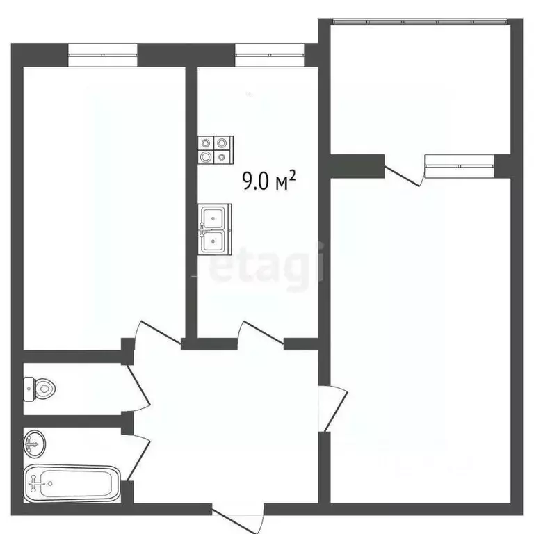 2-к кв. Ставропольский край, Железноводск Октябрьская ул. (49.0 м) - Фото 1