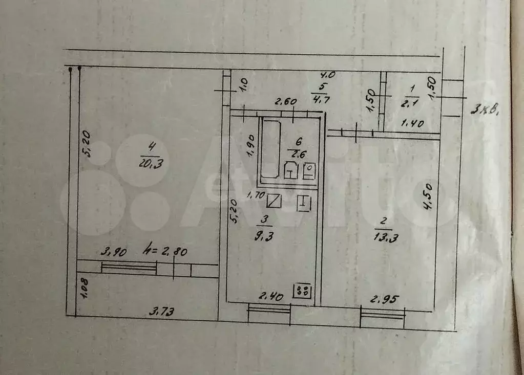 2-к. квартира, 52,3 м, 1/1 эт. - Фото 0