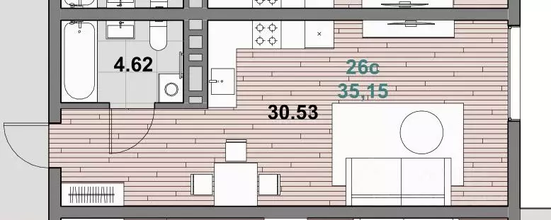 1-к кв. Калининградская область, Зеленоградск ул. Гагарина (35.15 м) - Фото 1