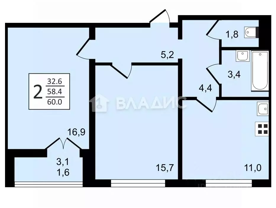2-к кв. Воронежская область, Воронеж ул. Загоровского, 13к3 (60.0 м) - Фото 2