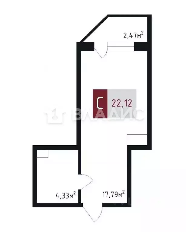 Квартира-студия: территория Цемдолина, улица Красина, 53 (21.05 м) - Фото 0