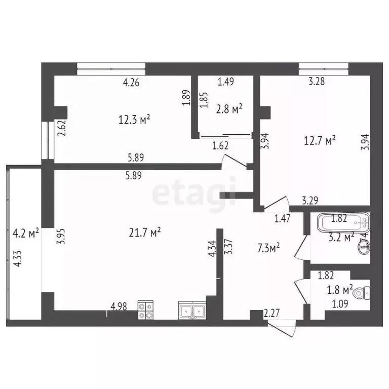 3-к кв. Башкортостан, Стерлитамак ул. Строителей, 18 (63.3 м) - Фото 1