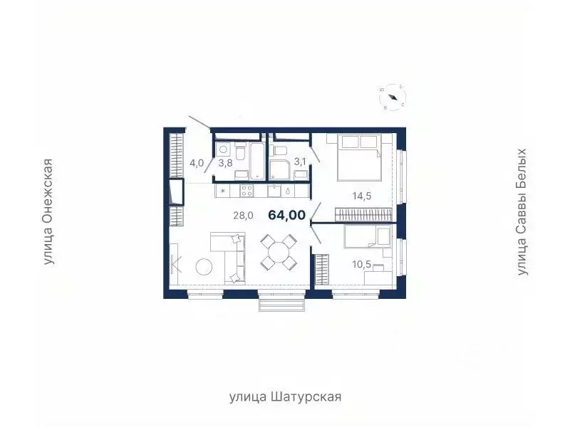 2-к кв. Свердловская область, Екатеринбург ул. Шатурская (64.0 м) - Фото 0
