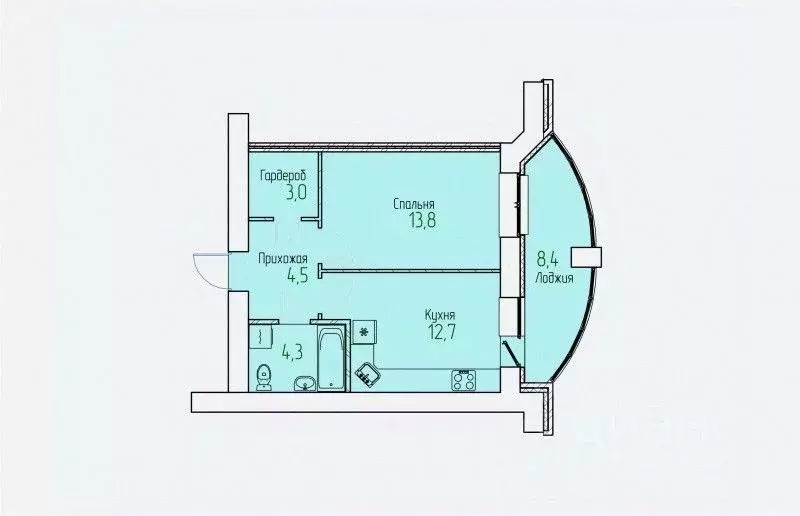 1-к кв. Кировская область, Киров Полевая ул., 11 (42.5 м) - Фото 1