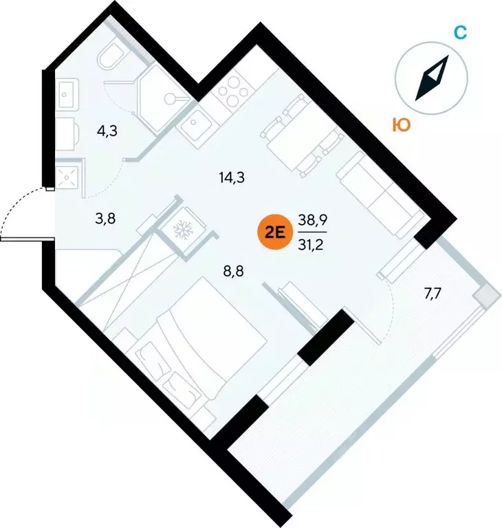 1-к кв. Крым, Евпатория городской округ, Заозерное пгт ул. Аллея ... - Фото 1