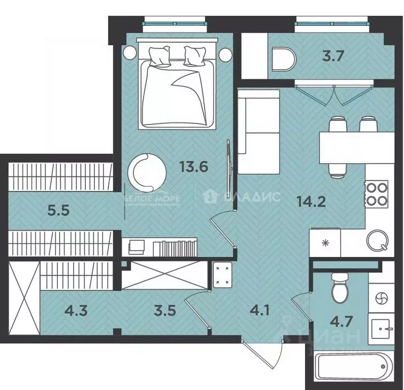 2-к кв. Архангельская область, Северодвинск ул. Крымская, 6 (53.9 м) - Фото 2