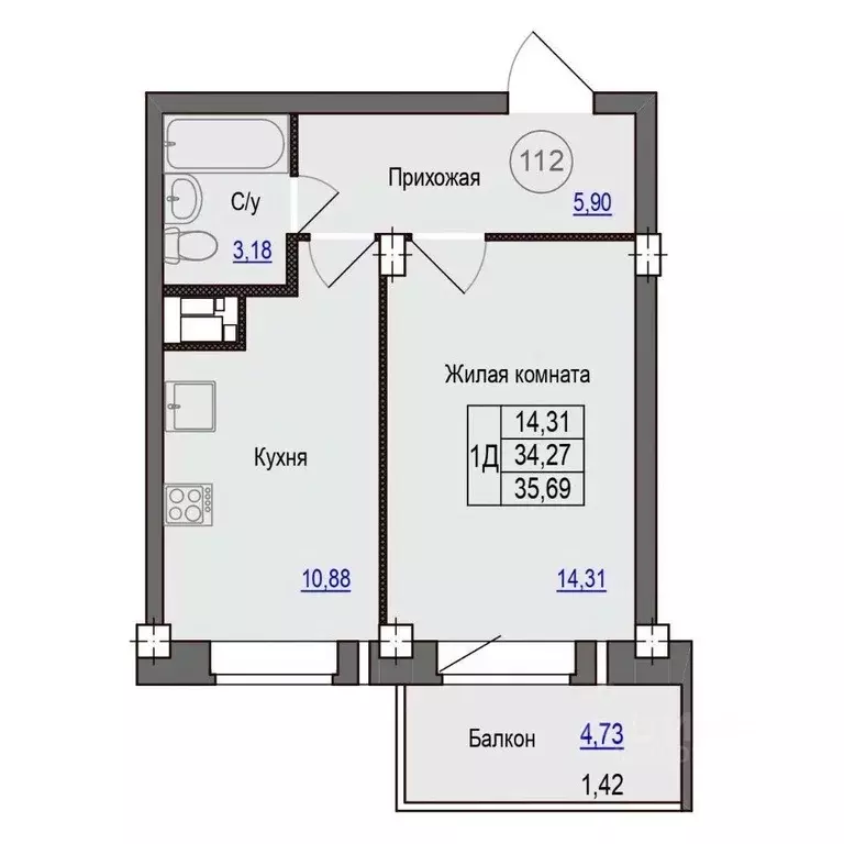 1-к кв. Псковская область, Псковский район, Завеличенская волость, д. ... - Фото 1