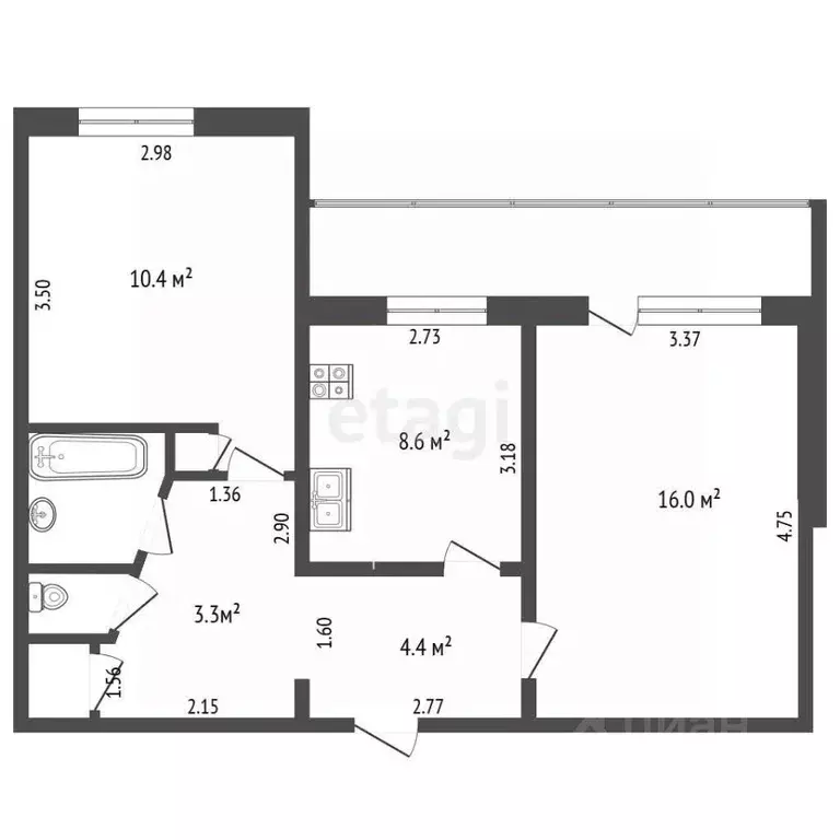 2-к кв. Удмуртия, Ижевск ул. 9 Января, 221А (48.8 м) - Фото 2