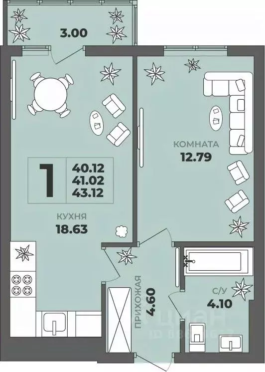 1-к кв. Калининградская область, Калининград ул. Генерала Толстикова, ... - Фото 1