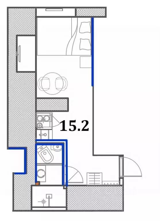 Студия Санкт-Петербург наб. Реки Фонтанки, 26В (15.2 м) - Фото 1