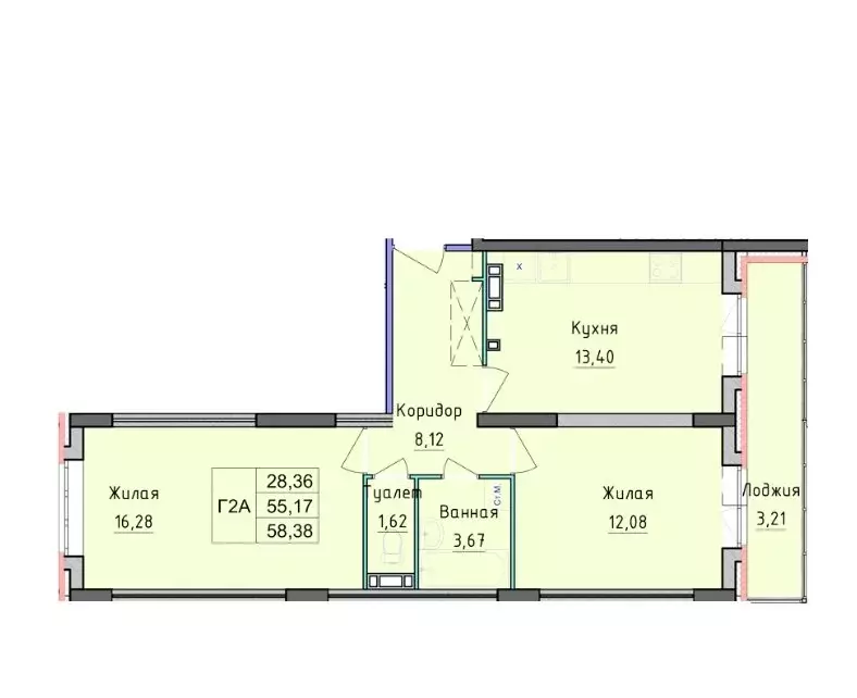 2-комнатная квартира: Ярославль, проспект Фрунзе, 56Д (58.38 м) - Фото 2
