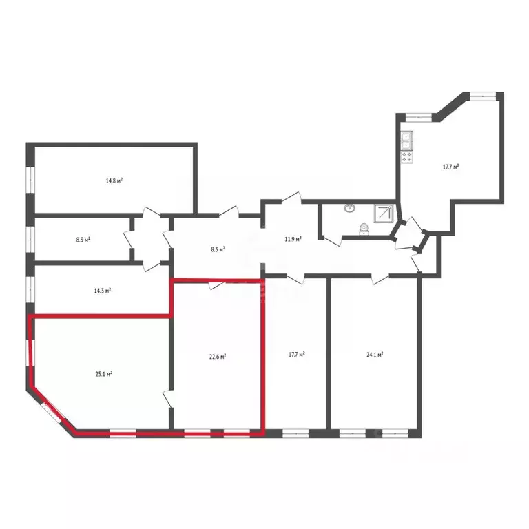 Комната Санкт-Петербург Лесной просп., 13/8 (47.7 м) - Фото 1