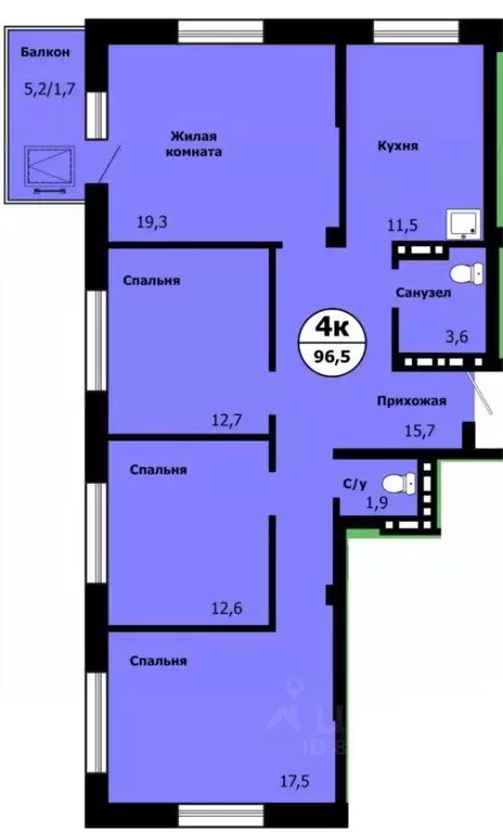 4-к кв. Красноярский край, Красноярск ул. Лесников, 49 (94.9 м) - Фото 0
