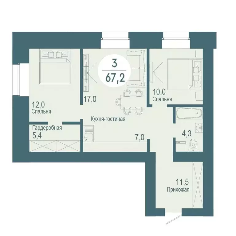 Продаётся 2-к квартира, 67.2 м - Фото 0