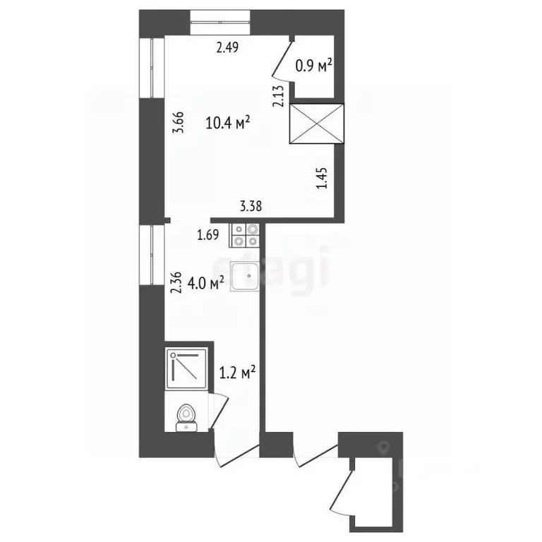 Студия Нижегородская область, Нижний Новгород ул. Гоголя, 45А (17.0 м) - Фото 2