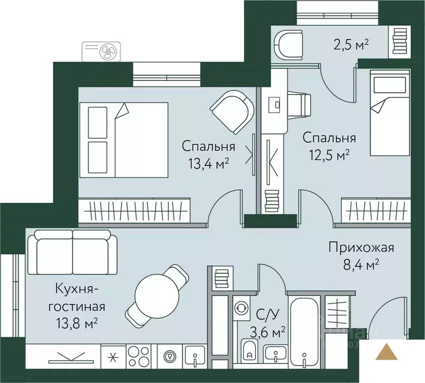 2-к кв. Волгоградская область, Волгоград Новосибирская ул., 74 (54.2 ... - Фото 0